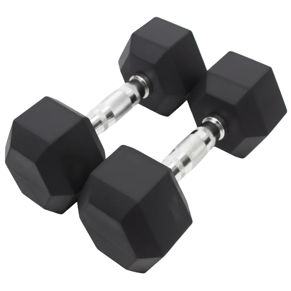 Hexagon Rubber Coated Dumbbell